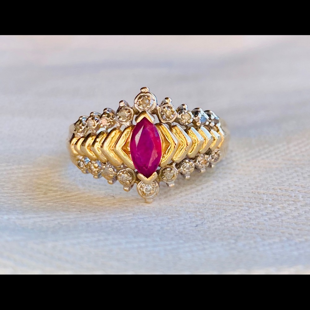 Yellow Gold Ruby and Diamond Ring